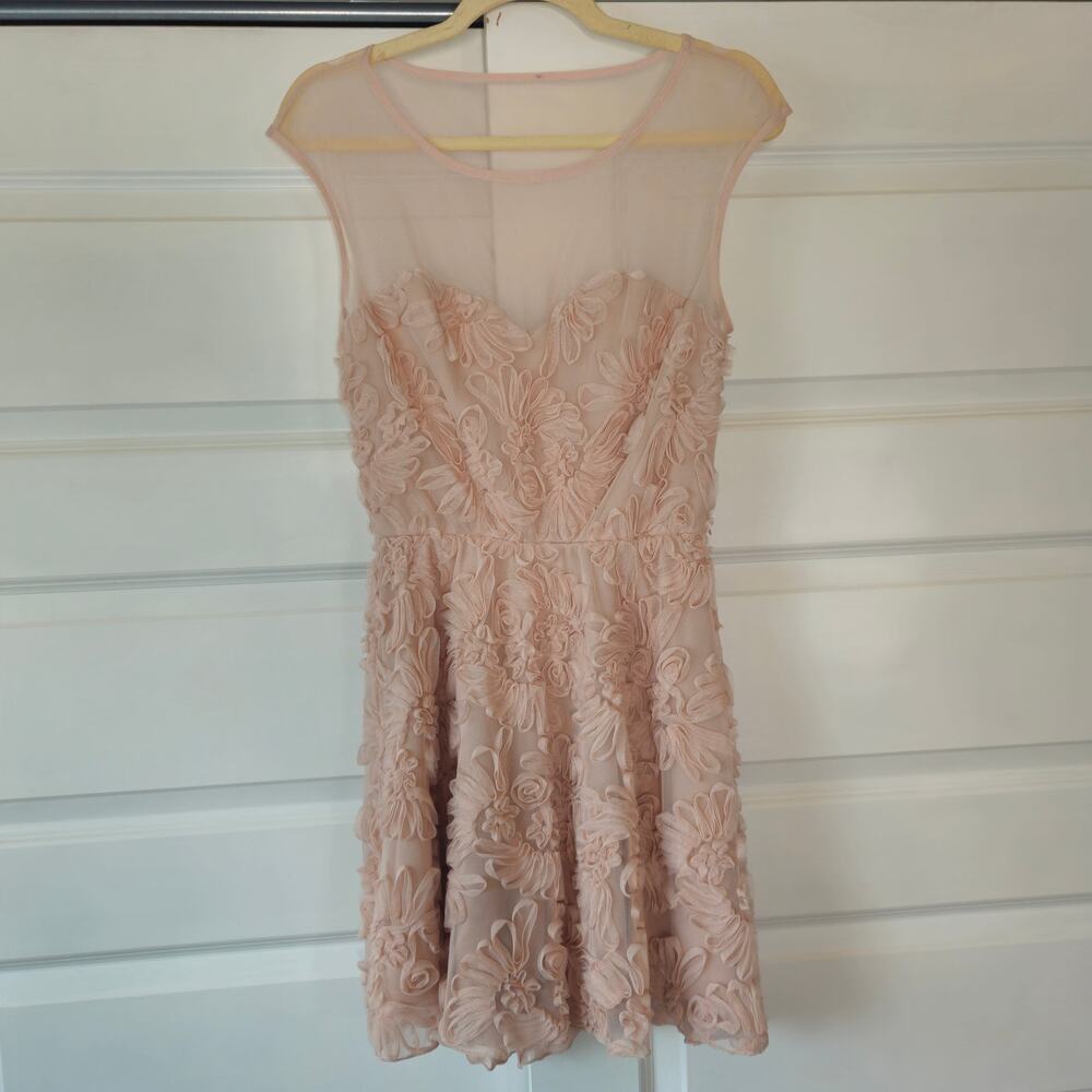 Vintage Jump Girl Y2K Mesh Mini Dress Size 9/10 Fits XXS/XS Coquette Neutral